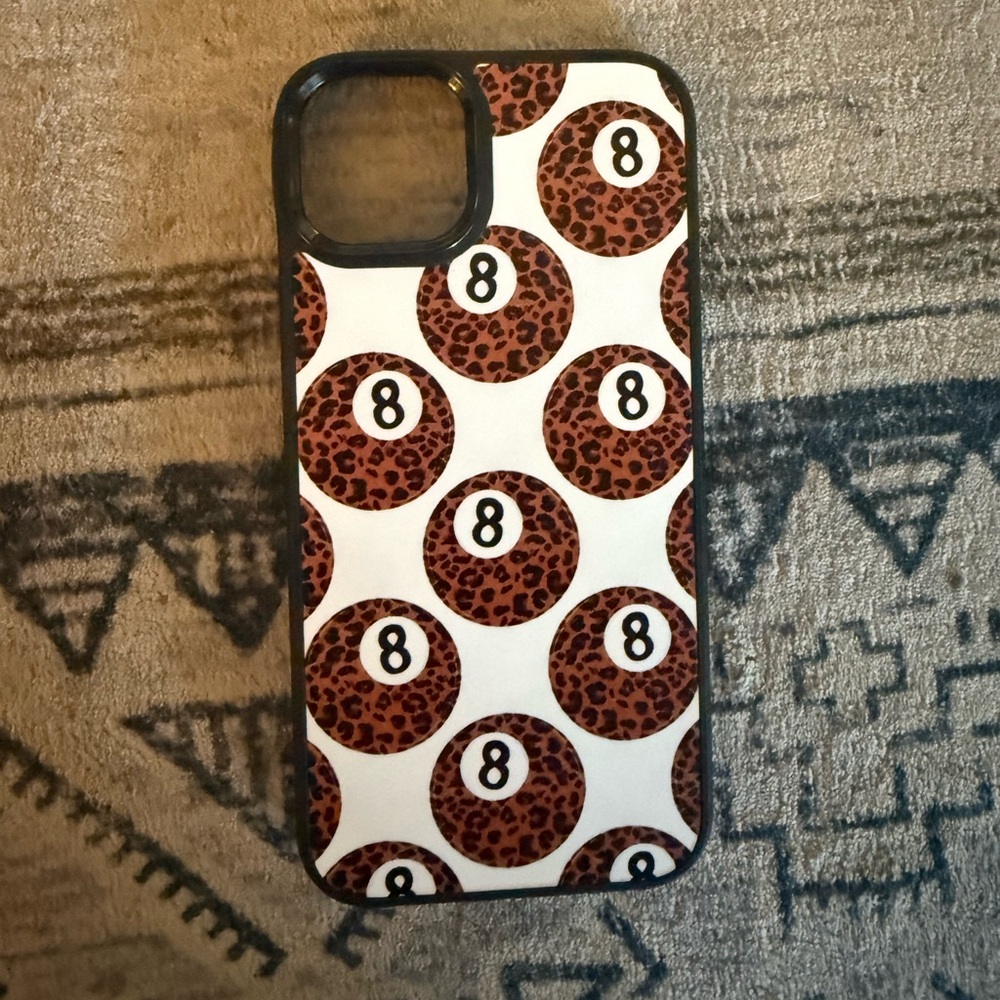 Leopard Print 8 Ball Phone Case - Black and Brown